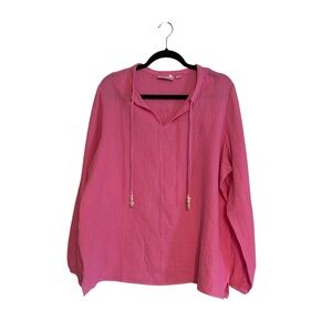 Belle Beach by Kim Gravel Beach Club 100% Cotton Gauze Peasant Top NWOT Size Med